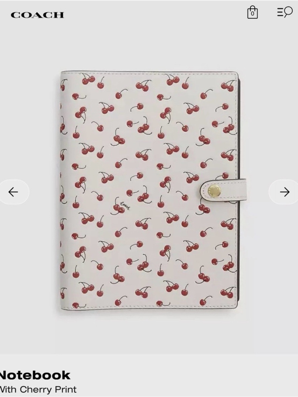 Coach Cherry Print Notebook Cover 🍒